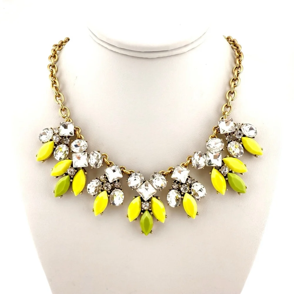 J Crew Necklace in Yellow, Pale Green & White